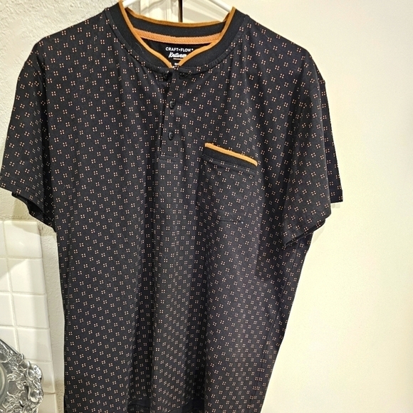 NWT Craft + Flow Men's 3 Button Black/Brown short sleeved shirt 2XL - Picture 1 of 13